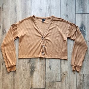 Vero Moda Lucy Rib Crop Top Cardigan Cognac M
